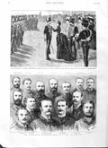 Original Old Antique Print 1884 Australian Cricketers Princess Wales Soudan 19th