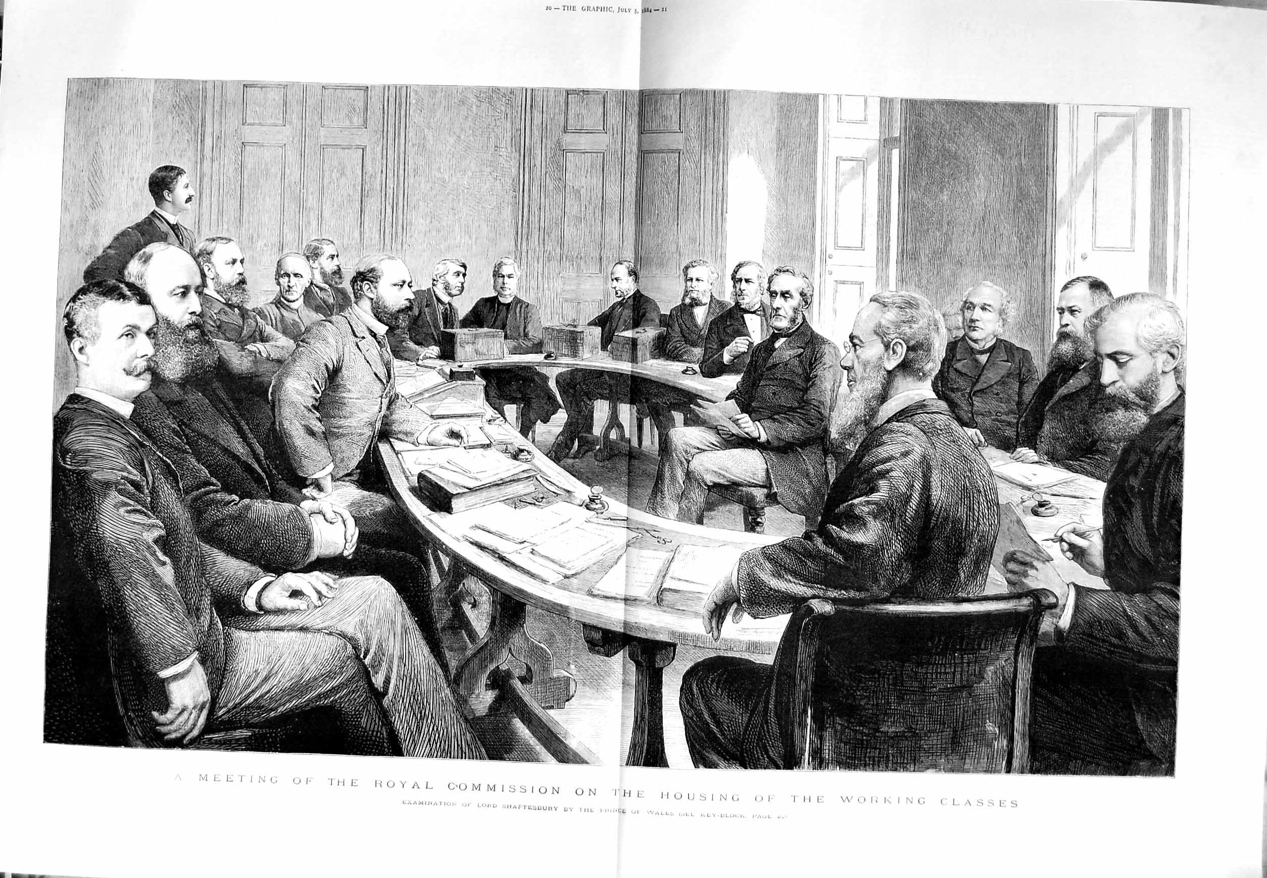Original Old Antique Print 1884 Lord Shaftesbury Prince Wales Royal Com 19th