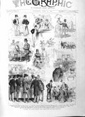 Original Old Antique Print 1884 Eton Harrow Cricket Match Sp 19th