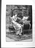 Original Old Antique Print 1884 Fine Art Love Token Lady Letter Gandy 0 19th