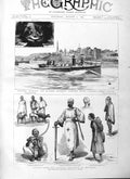 Original Old Antique Print 1884 Abyssinia Peasant Women Torpedo Boats Upnor 19th