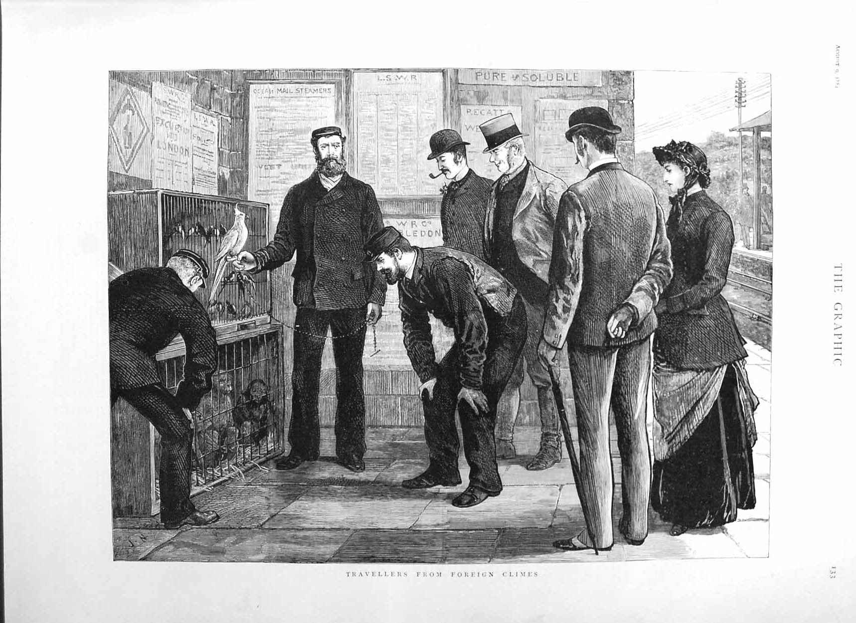 Old Antique Print 1884 Travellers Foreign Climes Animals Cages Fine Art 19th