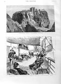 Old Antique Print 1884 Dunnottar Castle Kincardine Scotland Steamer Ship 19th