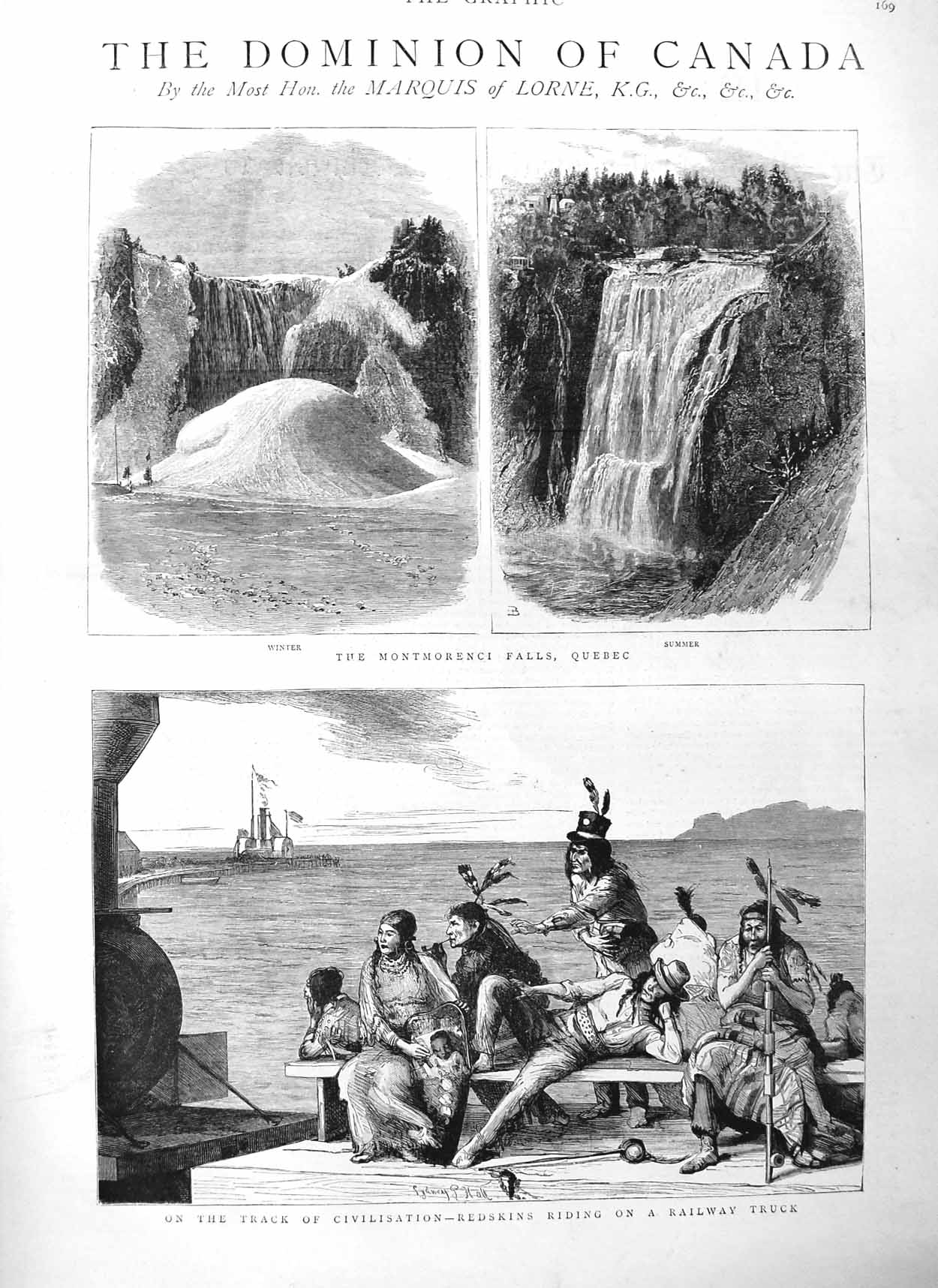 Original Old Antique Print 1884 Canada Redskins Montreal Indians Montmorenci