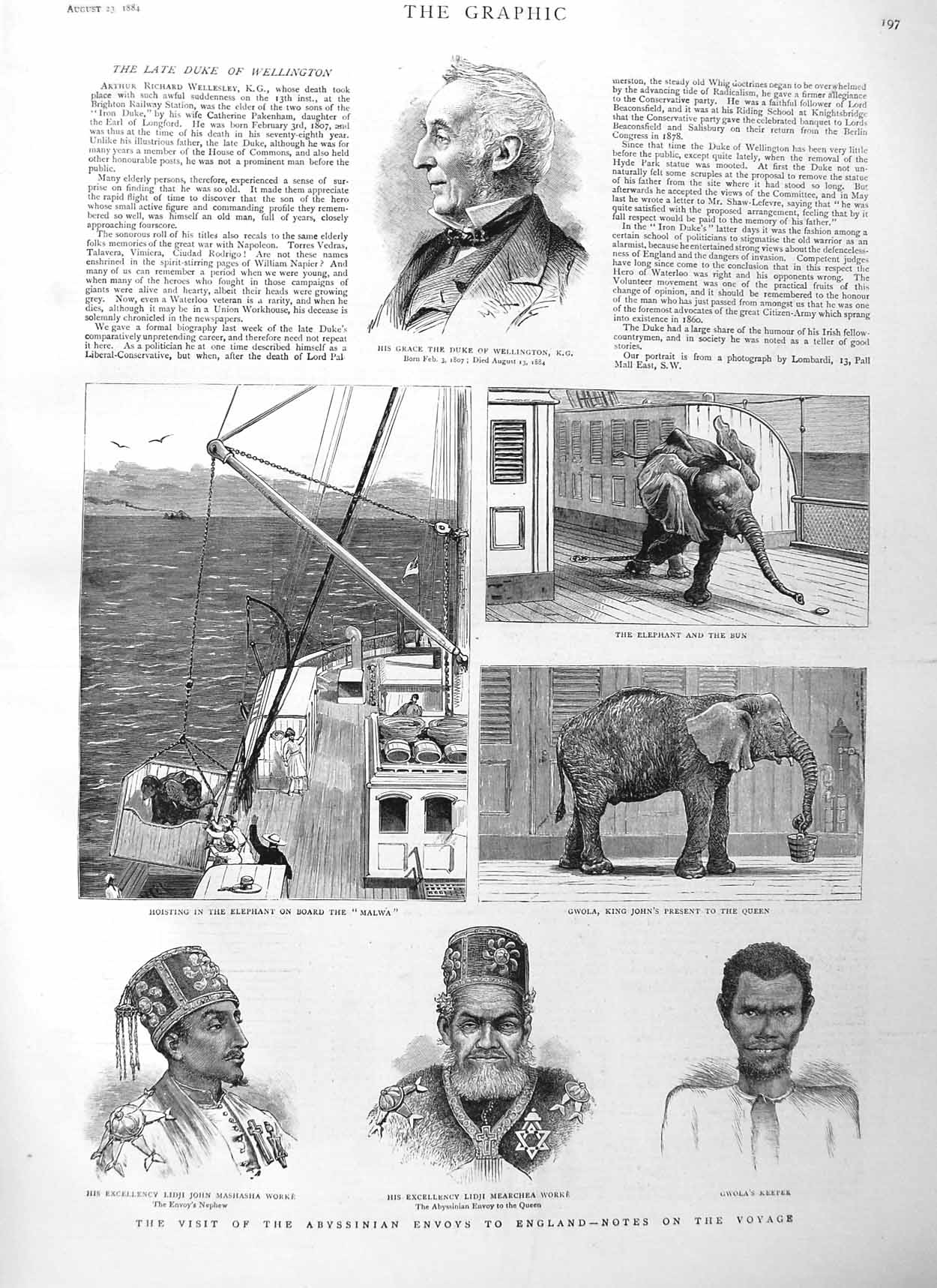 Original Old Antique Print 1884 Duke Wellington Abyssinian Envoys Worke E 19th
