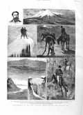 Original Old Antique Print 1884 New Zealand Kerry Nicholls Mount Ruapehu 19th
