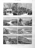 Old Antique Print 1884 Whitby Yorkshire Sandsend Staithes Bedloe Island 19th