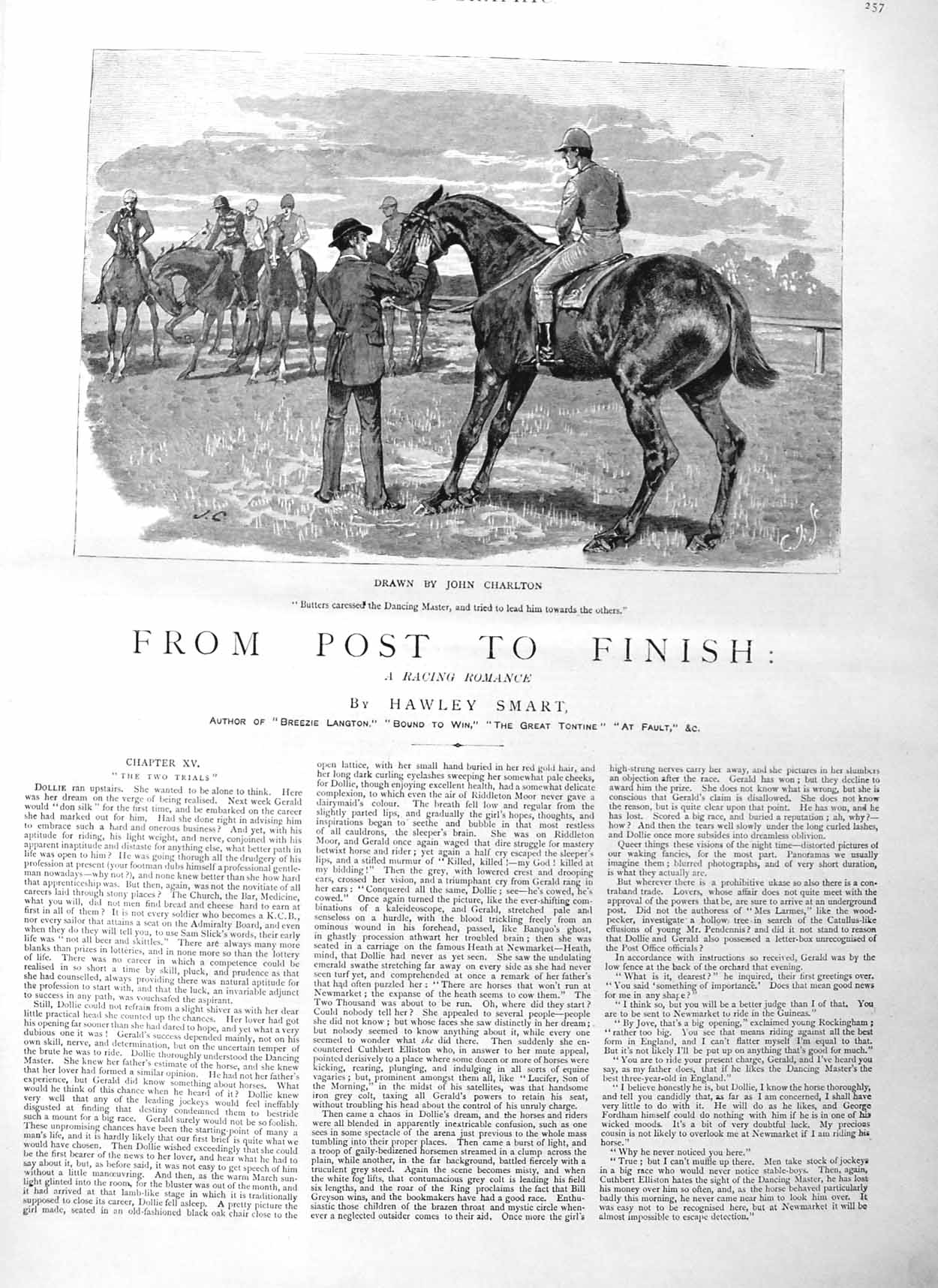 Antique Old Print Ref.337 1884 Illustration Story Post Finish Horse Racing