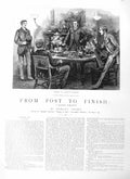 Original Old Antique Print 1884 Illustration Story From Post Finish Forrest Men