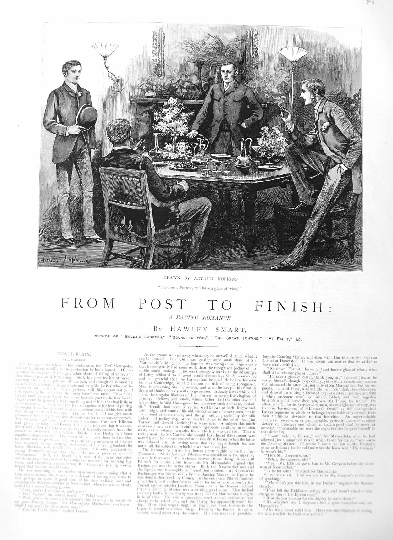 Original Old Antique Print 1884 Illustration Story From Post Finish Forrest Men