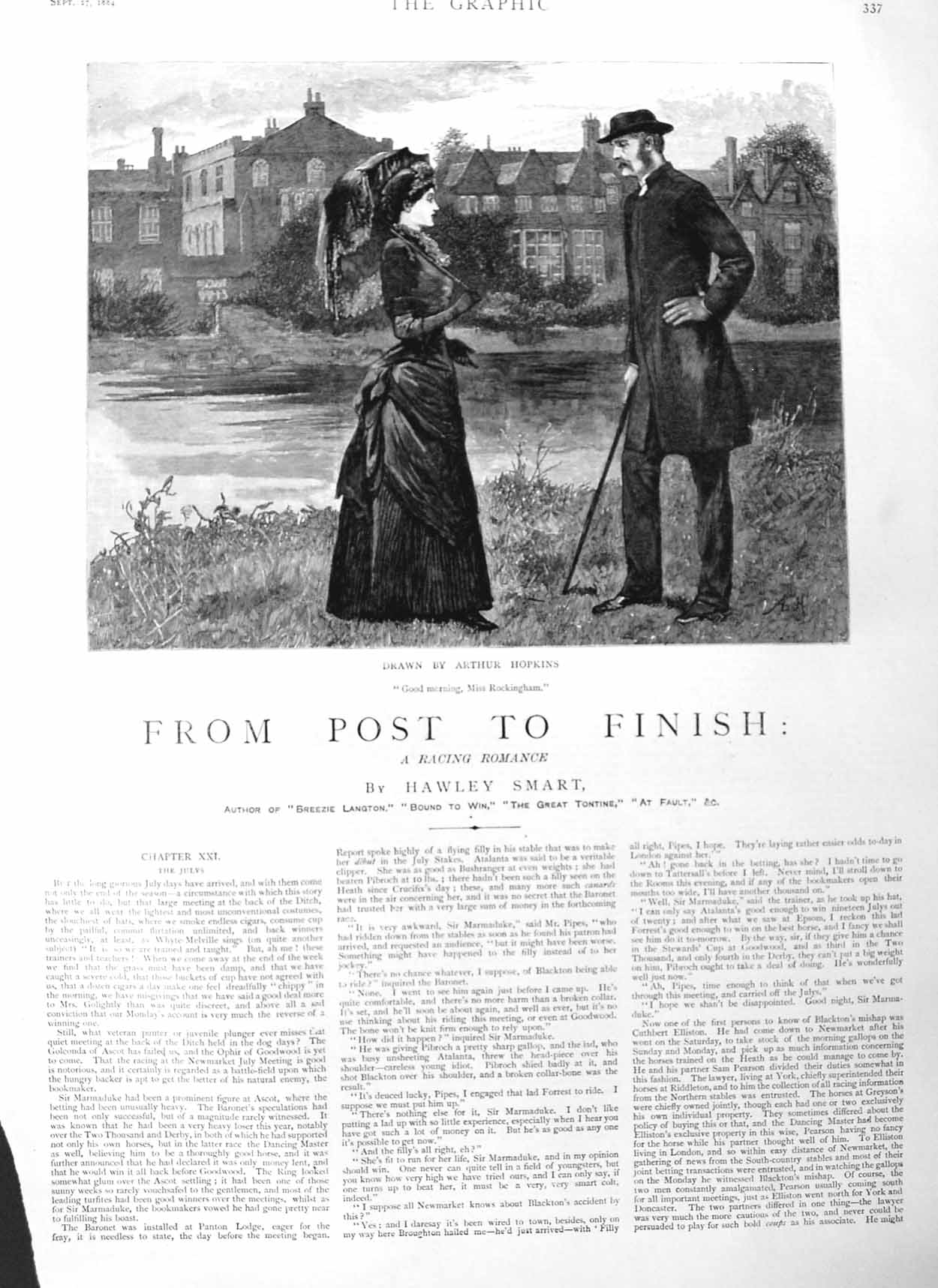 Original Old Antique Print 1884 Illustration Story From Post Finish Romance