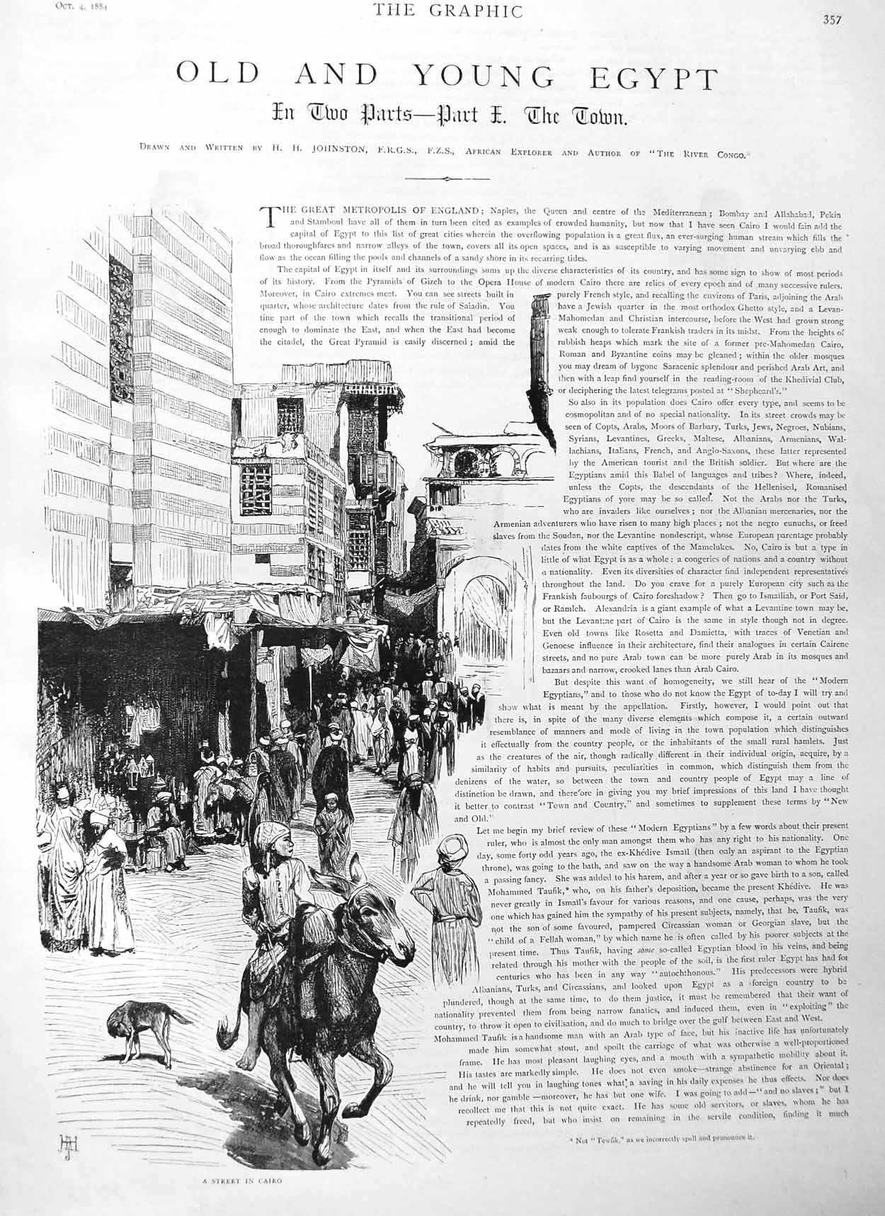 Old Antique Print 1884 Egypt Cairo Gateway Rosetta Buffaloes Mosque Arab 19th