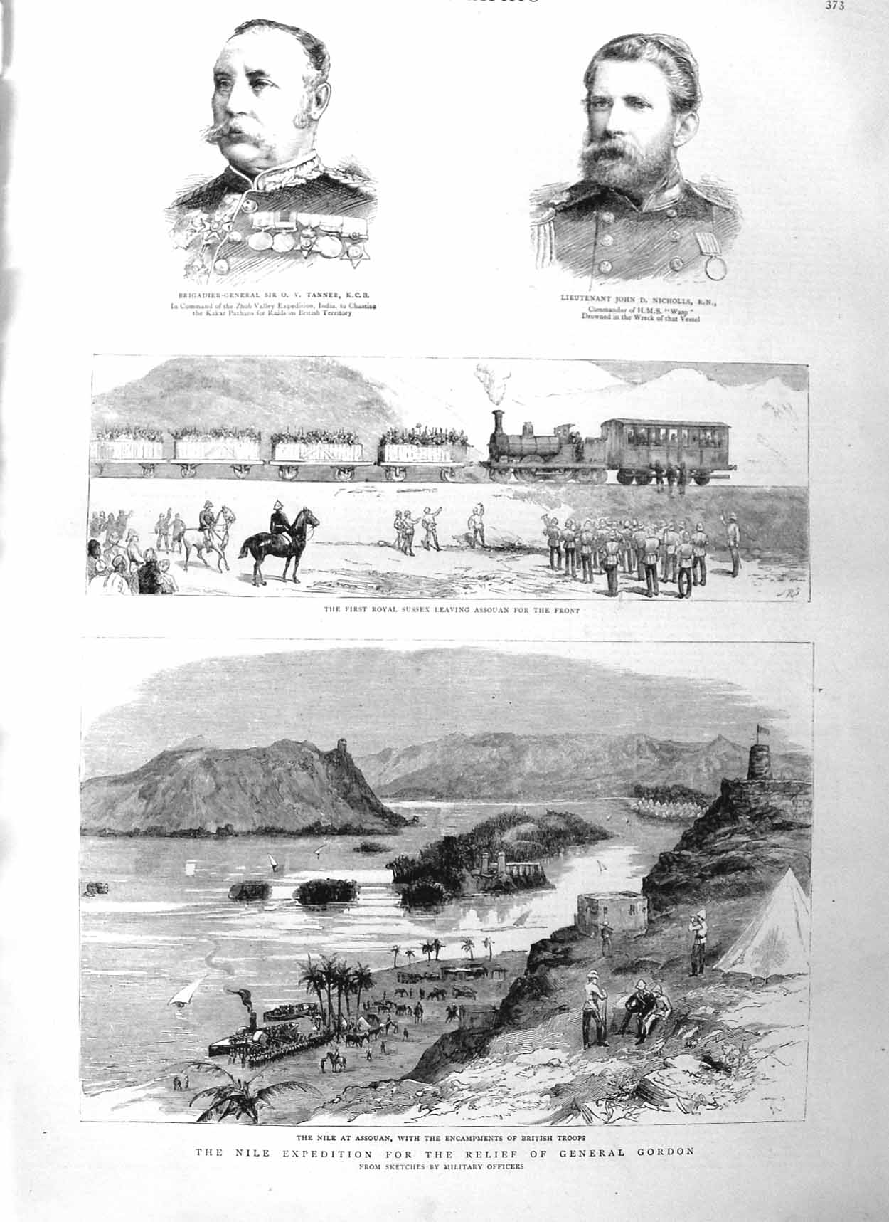 Old Antique Print 1884 Egypt War Nile Assouan British Army Tanner Nichols 19th