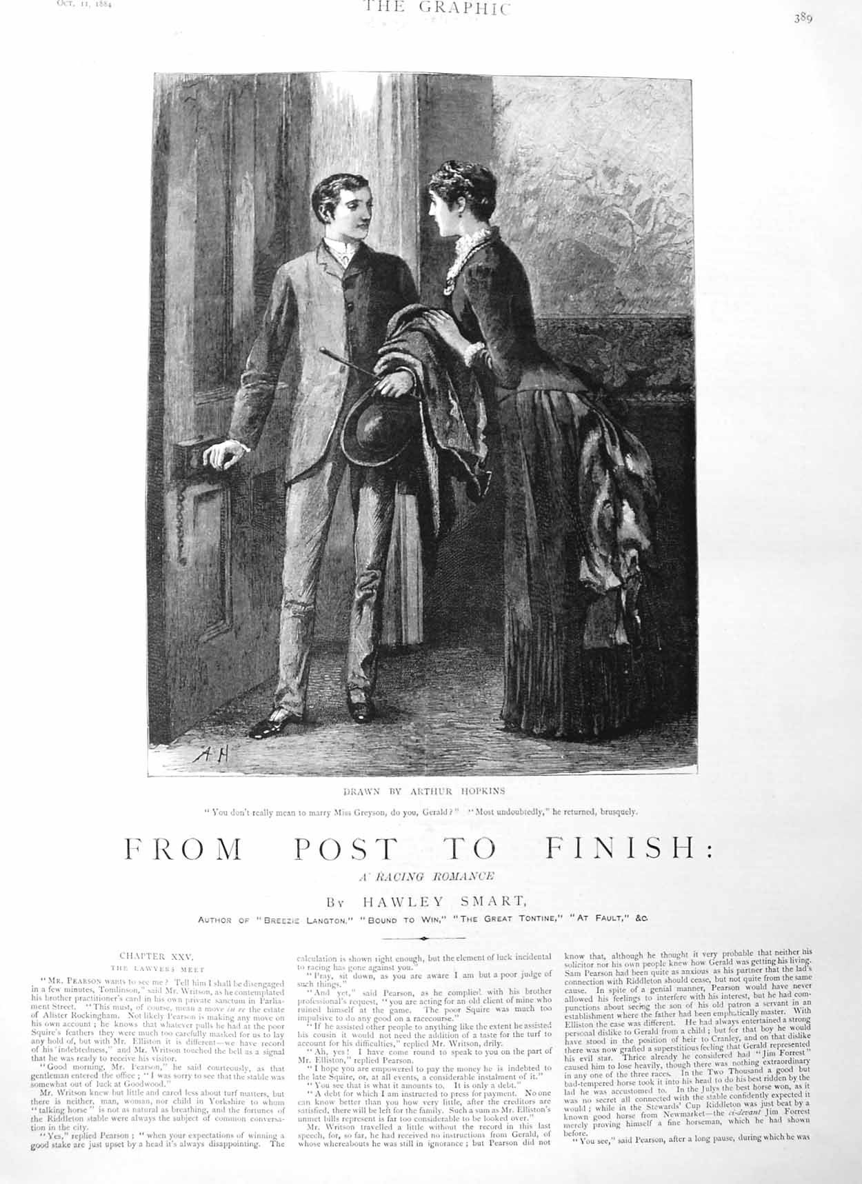 Old Antique Print 1884 Illustration Story From Post Finish Greyson Gerald 19th