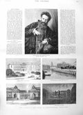 Old Antique Print 1884 Hans Makart Castle Christiansborg Copenhagen Fire 19th