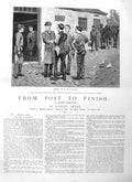 Old Antique Print 1884 Illustration Story From Post Finish Horses Stable 19th