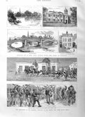 Old Antique Print 1884 Baralong Orange Africa Iron Bridge Bedford School 19th