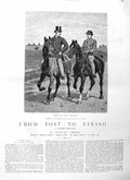 Original Old Antique Print 1884 Illustration Story From Post Finish Horses Men