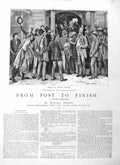 Original Old Antique Print 1884 Illustration Story From Post Finish Men Hopkins