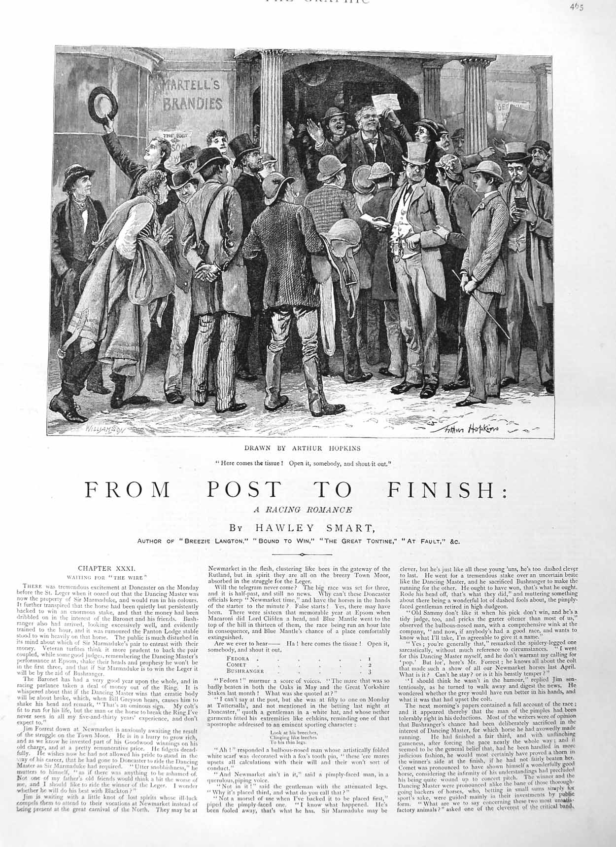 Original Old Antique Print 1884 Illustration Story From Post Finish Men Hopkins