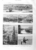 Original Old Antique Print 1884 Canada Rockies Bow Valley Calgary Blackfoo 19th