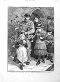 Original Old Antique Print 1884 Window Gardening Flower Show Westminster Dean'S