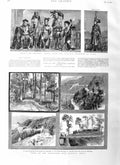 Original Old Antique Print 1884 Darjeeling Railway India Baupara Nagas India
