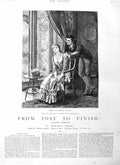 Original Old Antique Print 1884 Illustration Story From Post Finish Romance Man