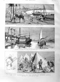 Old Antique Print 1884 General Gordon Nile Expedition Wady Halfa Wolseley 19th