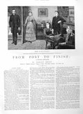 Original Old Antique Print 1884 Illustration Story From Post Finish Rockingham