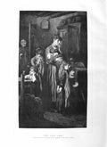 Old Antique Print 1884 Maynard Brown Fine Art Children Baby Mother House 19th