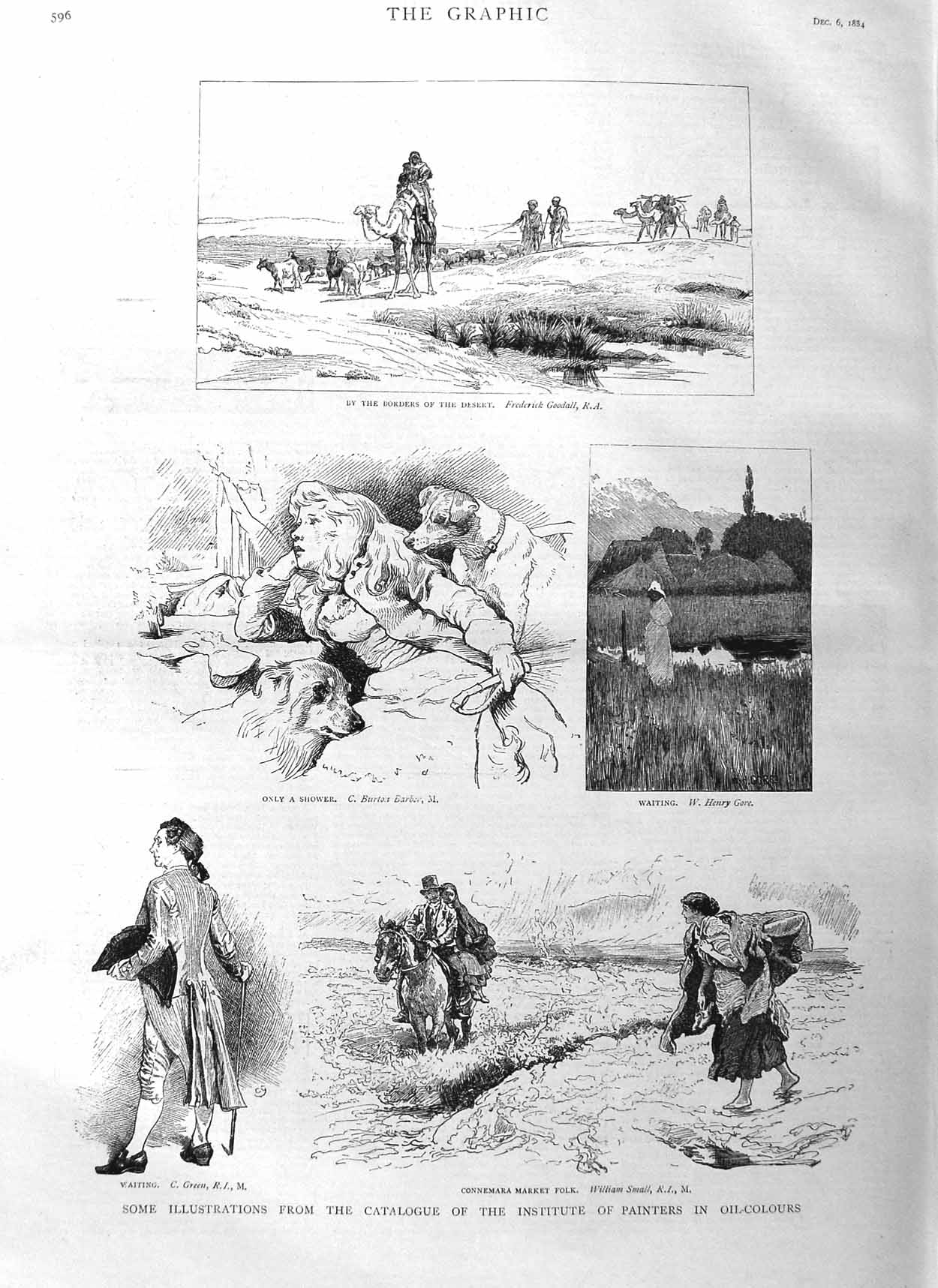 Old Antique Print 1884 Connemara Market Folk Camel Desert Oil Paintings 19th