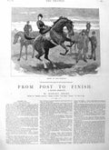 Old Antique Print 1884 Illustration Story Post To Finish Horses Hunting 19th