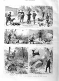 Original Old Antique Print 1884 Sport Hobart Pasha Asia Minor Shooting Natives