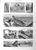Original Old Antique Print 1884 New Zealand Milford Mount Earnslaw Waikato Mud