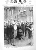 Original Old Antique Print 1884 Queen Christening Baby Duke Albany Esher Church