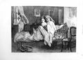 Original Old Antique Print 1884 Fine Art Children House Bedroom Bed Chair 19th