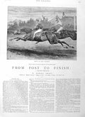 Old Antique Print 1884 Illustration Story From Post Finish Horse Racing 19th