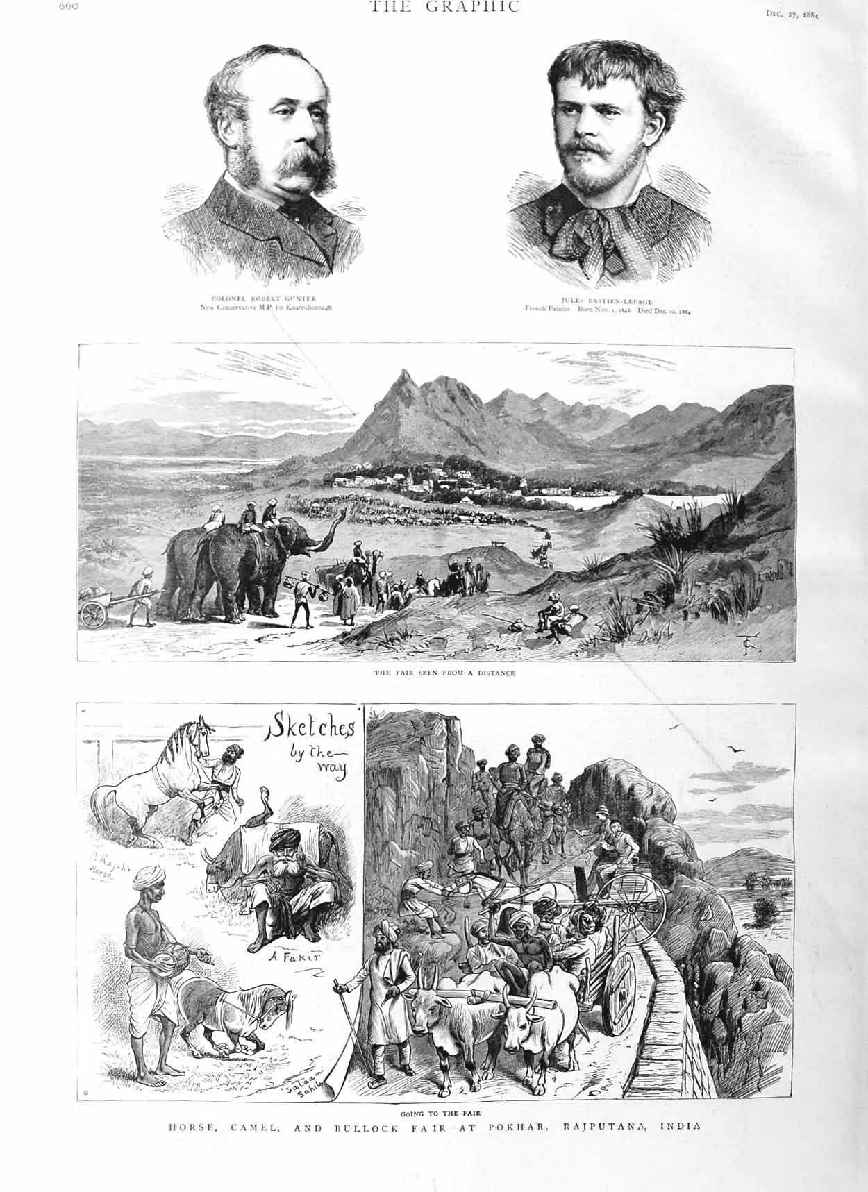 Original Old Antique Print 1884 Robert Gunter Horse Camel Bullock Pokha 19th