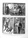 Original Old Antique Print 1884 Chinese People Chi Lung Man Boar Tree Fine Art