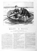 Original Old Antique Print 1885 Illustration Story Matt Lady Man Fisherman Boat