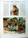 Original Old Antique Print 1885 CafÇ Hammah Algiers Algerian Woman Arabs Casbah