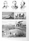 Original Old Antique Print 1885 Press Boat Georgie Villiers Jackson Bishop War