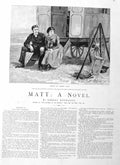 Original Old Antique Print 1885 Illustration Story Matt Romance Lady Man Waggon
