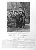 Old Antique Print 1885 Illustration Story Matt Man Reading Book Fine Art 19th