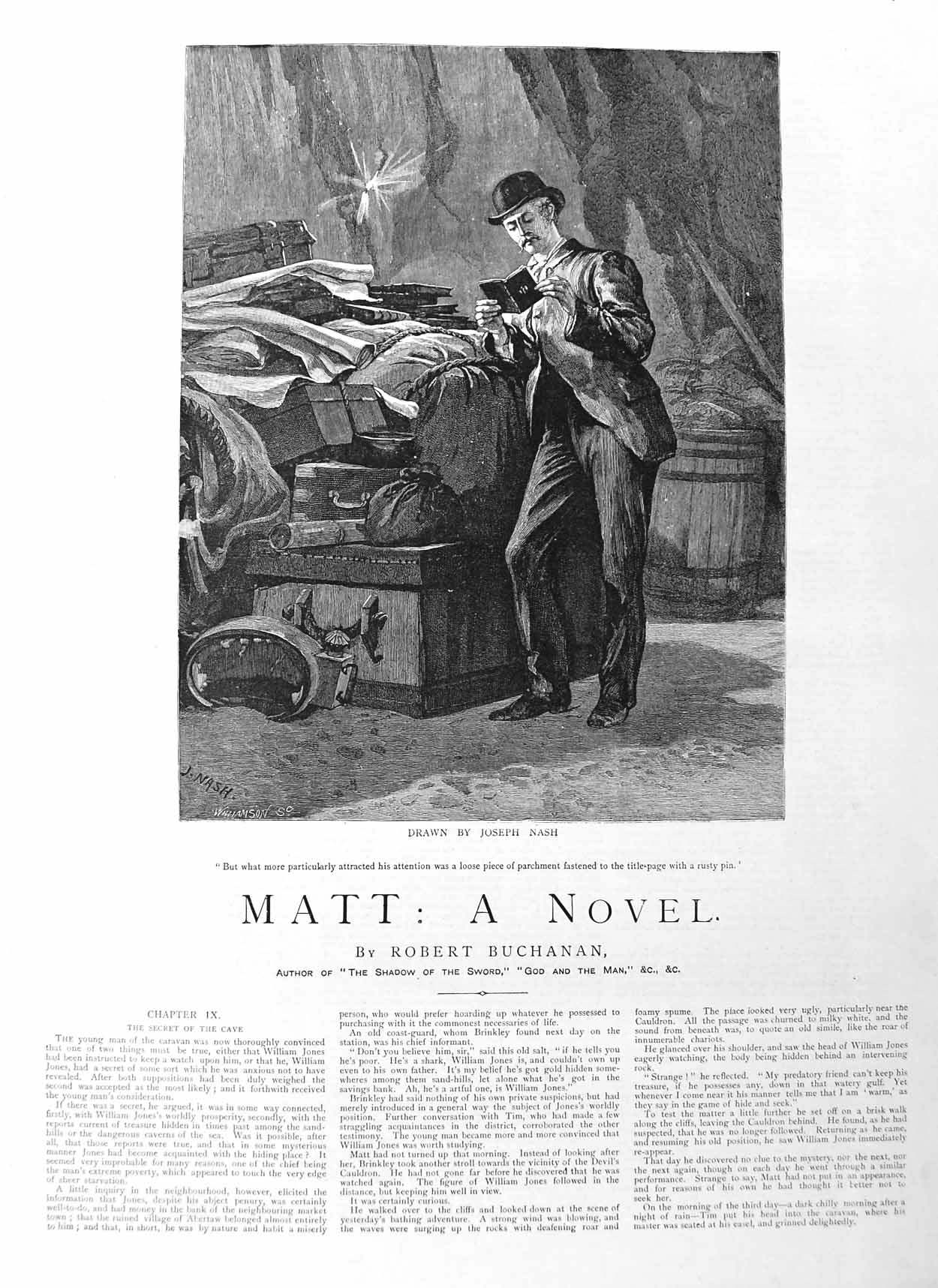 Old Antique Print 1885 Illustration Story Matt Man Reading Book Fine Art 19th