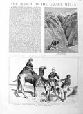 Old Antique Print 1885 Gakdul Wells Herbert Stewart War Korti Camel Horse 19th