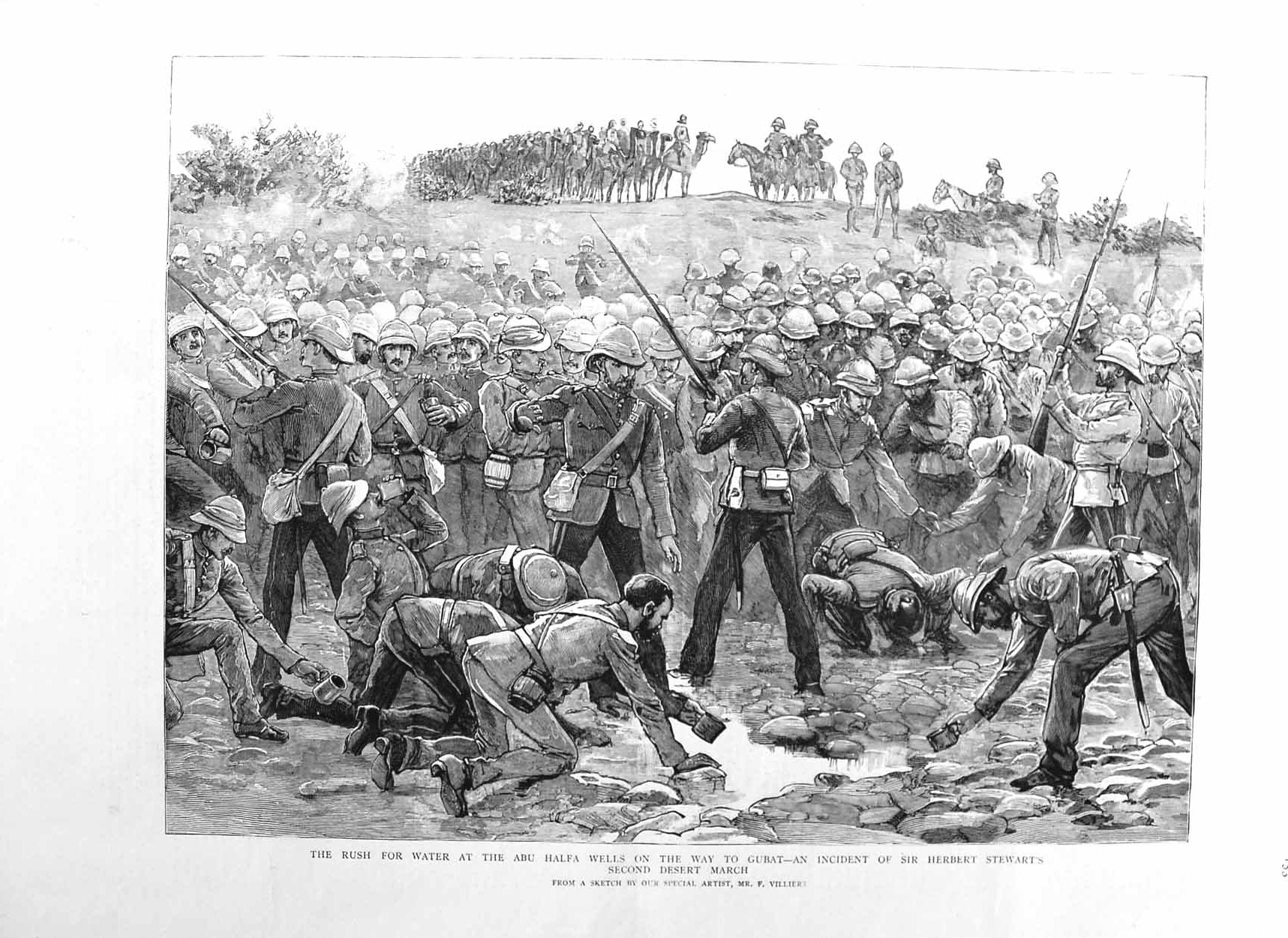 Original Old Antique Print 1885 Water Abu Halfa Wells Gubat Herbert Stew 19th