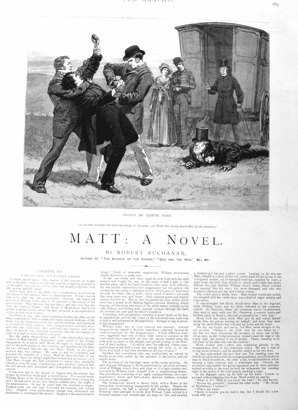 Original Old Antique Print 1885 Illustration Story Matt Men Captured Handcuffed