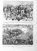 Original Old Antique Print 1885 Death Colonel Burnaby Abu Klea Wells Suda 19th